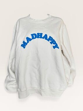 Madhappy Sweatshirt White Blue Arch Logo Crewneck Size XL